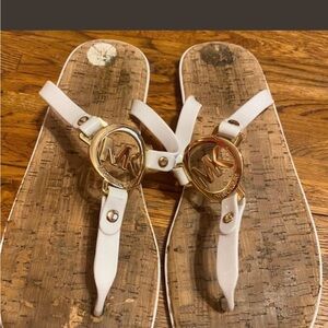 Michael Kors White and Gold Sandals